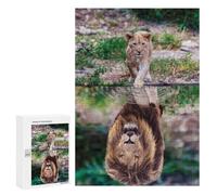300 PCS Puzzle Per Adulti Lion Cub Water Reflection Puzzle Per Adolescenti Difficile Difficile Ogni Pezzo È Unico - Gioco Divertente E Stimolante Per Tutta La Famiglia 300 PCS