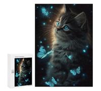 300 PCS Puzzle Per Adulti Magical Kitten with Butterflies -1 Puzzle Per Adolescenti, Passatempo Per Le Vacanze A Casa, Impegnativi Da Completare, Gioco Educativo Per Famiglie 300 PCS