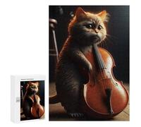 300 PCS Puzzle Per Adulti Puzzle Cat Playing The Cello Puzzle Per Adulti Giochi Divertenti Regali Per Donne Sfida Da Completare 300 PCS
