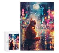 300 PCS Puzzle Per Adulti Rainy Night Cat Window View Puzzle Per Adolescenti, Passatempo Per Le Vacanze A Casa, Impegnativi Da Completare, Gioco Educativo Per Famiglie 300 PCS