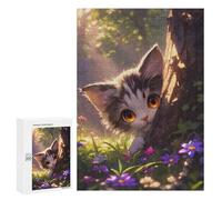 300 PCS Puzzle Per Adulti, Regali Cute Anime Kitten in Wildflowers Meadow Puzzle Per Adulti, Giochi Rilassanti, Decorazione Per La Casa, Regalo Di Compleanno, Regali, 300 PCS