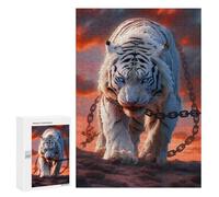 300 PCS Puzzle Per Adulti White Tiger with Chains Puzzle Per Adolescenti, Passatempo Per Le Vacanze A Casa, Impegnativi Da Completare, Gioco Educativo Per Famiglie 300 PCS