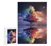 300 PCS Puzzle Rainbow Tree Reflection Night Sky Puzzle Per Adolescenti Corsa Di Velocità Manuale Lista Dei Desideri Con Babbo Natale Giocattoli Giochi Educativi 300 PCS
