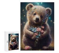 300 PCS Puzzle Sweet Bear with Flowers Puzzle Per Adolescenti Corsa Di Velocità Manuale Lista Dei Desideri Con Babbo Natale Giocattoli Giochi Educativi 300 PCS
