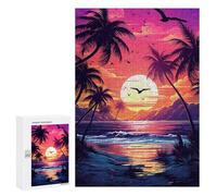 300 PCS Puzzle Tropical Sunset Beach Scene-1 Puzzle Per Adolescenti Corsa Di Velocità Manuale Lista Dei Desideri Con Babbo Natale Giocattoli Giochi Educativi 300 PCS
