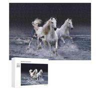 300 PCS Puzzle White Horses Galloping on The Beach Puzzle Per Adulti Giocattoli Antistress Vacanza A Casa Ammazza Il Tempo Offerta Come Regalo Per Tutta La Famiglia 300 PCS