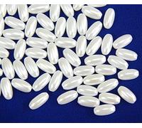 300 perle in madreperla artificiali, forma ovale a goccia, 8 x 4 mm, rotonde, per matrimoni, feste e decorazioni fai da te, colore bianco