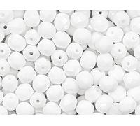 300 perline di vetro sfaccettato ceco, lucidate a fuoco, rotonde, 6 mm, bianco gesso