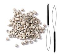 300 perline foderate in silicone da 5 mm, Linkies per incollare le extension delle piume dei capelli umani e 2 pezzi di estensione dei capelli (biondo)