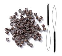 300 perline foderate in silicone da 5 mm, Linkies per l'incollaggio di extension di piume di capelli umani e 2 pezzi per extension per capelli, infila aghi e ganci per extension di capelli o piume