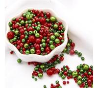 300 perline rotonde per fai da te, 3 - 8 mm, perline sfuse con foro, perline ABS per fai da te, decorazioni per bracciali, collane, orecchini, creazione di gioielli, colore natalizio