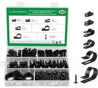 300 Pezzi 4,76mm/6,35mm/9,53mm/12,7mm/19mm/25,4mm R-tipo Cavo Clip Fascetta, Morsetti per Cavi in Nylon Tipo R con 150Pezzi M4 Viti, per la Gestione dei Fili (Nero)