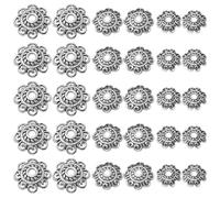 300 pezzi argento antico fiore perline perline perline tibetane in lega 3 misure per gioielli fai da te - ideale per bracciali, orecchini, collane e ciondoli