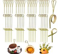 300 Pezzi Bastoncini da Cocktail Spiedini Annodati in bambù Stile Giapponese Stuzzicadenti Stuzzicadenti con estremità Ritorte Bastoncini di Canape per Stuzzichini Panini