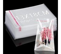 300 Pezzi Bustine Trasparenti Adesive 13x18cm Sacchettini Plastica | Sacchetti Cellophane, Richiudibili, Buste Trasparenti, Bustine Confetti, per Alimenti, Caramelle, Biscotti, Matrimoni, Natale