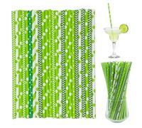 300 Pezzi Cannucce di Carta, Cannucce di Carta Inglese a Righe Rosse per Compleanno, Matrimonio, Natale, Feste, Feste di Celebrazione (Verde)