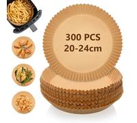 300 Pezzi Carta Forno per Friggitrice ad Aria, 20-24 cm Carta Pergamena Rotondo Food-Grade BPA Free, Antiaderente Carta per Friggitrice ad Aria Facile da Pulire per 4.5-6L Friggitrice ad Aria