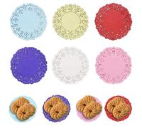 300 Pezzi Centrini Pizzo Carta Di Pizzo Colori Misti, Centrini Rotondi in Carta, per Torte, Dessert, Cupcake, Snack, Pizza, Ciambelle, Biscotti, Cibi Fritti