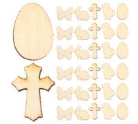 300 Pezzi Decorazioni Pasqua in Legno Grezzo, Sagome Doppie | Conigli, Uova, Gallina, Farfalla e Croce, Superficie Liscia senza Bave, per Insegnanti e Creativi