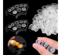 300 Pezzi di Capsule per Inchiostro per Tatuaggi con 2 Portacapsule per Inchiostro per Tatuaggi - PEPAX SML Miscele di Dimensioni di Capsule per Pigmenti per Tatuaggi con Bordo Largo