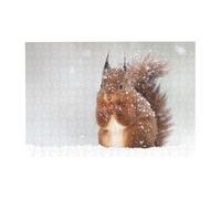 300 pezzi di puzzle stampati con simpatici scoiattoli nella neve con scatola di imballaggio per adulti - Puzzle in legno