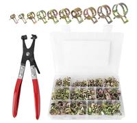 300 Pezzi Fascette Stringitubo Set, con Pinza Fascette Auto, 10 Misure da 5 a 18 mm Collari per Tubi, per Tubi Flessibili, Carburante, Silicone e Vuoto Fascetta Stringitubo (Rosso)