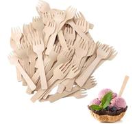 300 Pezzi Forchette di Legno Bambù Mini Forchette 4 Pollici Usa e Getta Piccole Forchette per Antipasti Sfusi Posate di Bambù Mini Utensili Forchetta da Torta per Carnevale Compleanno