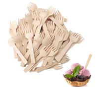 300 Pezzi Forchette di Legno Bambù Mini Forchette 4 Pollici Usa e Getta Piccole Forchette per Antipasti Sfusi Posate di Bambù Mini Utensili Forchetta da Torta per Carnevale Compleanno