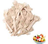 300 Pezzi Forchette di Legno Bambù Mini Forchette 4 Pollici Usa e Getta Piccole Forchettes per Antipasti Sfusi Posate di Bambù Mini Utensili Forchetta da Torta per Carnevale Compleanno