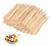 300 Pezzi Forchette per Patatine Fritte in Legno,Forchette da 85 mm, Forchette Piccole in Legno, Coltello in Legno, Forchetta per Patatine Fritte, per Feste di Compleanno, Campeggio e Picnic