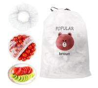 300 pezzi più freschi per sacchetti più lunghi, elastici per alimenti, in plastica elastica, per carne, frutta, verdura, conservazione degli alimenti, pellicola trasparente usa e getta, può essere