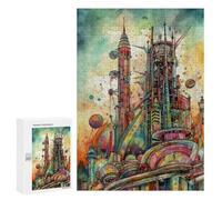 300 pezzi puzzle per adolescenti Whimsical Future Cityscape Puzzle per adulti: analisi dei giochi di famiglia e sfida logica di apprendimento 300 pezzi