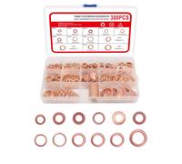300 Pezzi Rondella Piatta di Rame,Guarnizione O'Ring Assortimento Kit,Metrica Pi