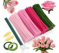 300 pezzi Scovolini pipa Flessibili Steli di Chenille Bastoncini Decorativi in Ciniglia Scovolini per Artigianato Scovolini Colorati per Lavoretti per Artigianato, Fai Da Te (Rosa)
