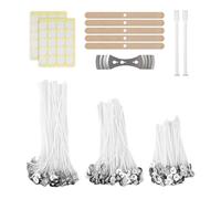 300 Pezzi Stoppini per Candeles,10/15/20cm Stoppini di Naturali Candela con 100 Pezzi Adesivi Stoppino,Stoppini in Cotone per Candele,per Candele fai da te,Creare Candele Profumate