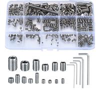 300 Pezzi Viti Senza Testa Kit, M2.5/M3/M4/M5/M6/M8 Vite Grani Filettati, Viti a Esagono Esagonali Incassato Maniglie Porte, Rubinetto, con Brugola Esagonale Fissaggio Kit - Argento