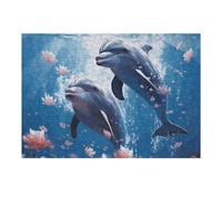300 puzzle con delfini innamorati, puzzle personalizzati in legno per adulti foto puzzle arte appeso alla parete decorazione per compleanno, matrimonio, San Valentino, anniversario