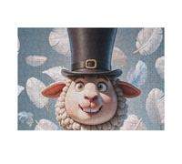 300 puzzle divertenti a forma di pecore con cappello a bombetta, piume, puzzle personalizzato in legno per adulti, foto puzzle arte da appendere alla parete, decorazione per compleanno, matrimonio