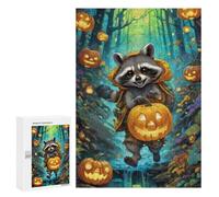 300 puzzle per adolescenti, Halloween, Raccoon nella foresta, 1 puzzle per adolescenti, giocattolo antistress, vacanze a casa, passatempo, sfida educativa, 300 pezzi