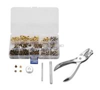 300 Set Pelle Rivetti Rivetto Tubolare Metallo Borchie Con Punzone Pinze
