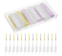 300 spazzolini interdentali in silicone, colore giallo e viola, 2 in 1, bastoncini per filo interdentale, morbidi stuzzicadenti dentali, strumento di pulizia per parentesi graffe pulizia orale