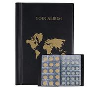 300 Tasche / 14 Pagine Album per Monete da Collezione, Raccoglitore Monete da Collezione con Copertina Rigida in Pelle Libro per Monete da Un Penny per Collezionisti (2 Misure di Monete)