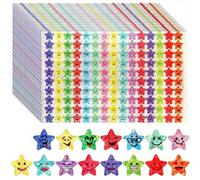 3000 adesivi a forma di stelle brillanti, con disegni di visi sorridenti, 1500 pezzi adatti come ricompensa per gli studenti e per grafici dei comportamenti, forniture per insegnanti autoadesive 10 fo