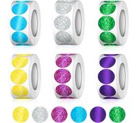 3000 adesivi per ricompensa Sparkle, 20 mm, con glitter colorati, adesivi colorati a laser, adesivi a punto, adesivi rotondi, per insegnanti fai da te, aula