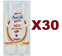 3000 BICCHIERI TRASPARENTI DI PLASTICA MONOUSO 200CC NEW CHIC PER ACQUA BAR