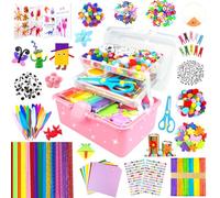 3000 Lavoretti Creativi per Bambini Art Craft Set Scovolini Colorati per Lavoretti per Bambini di età 4-6, 6-8, 8-12 anni Set di Materiali per la Scuola DIY Regali per Ragazze e Ragazzi, Rosso