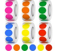 3000 Pezzi Bollini Adesivi Colorati, 20mm Etichette Adesive Rotonde Colorate, Rotolo Colori Stickers Rotondi Adesivi Colorati a Punti Etichette per Scuola Calendario Ufficio (500 Pezzi/Rotolo)