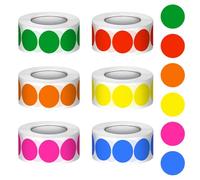 3000 Pezzi Bollini Adesivi Colorati 25 mm, Bolli Adesivi Tondi Colorati Grandi, Adesivi Rotondi Colorati Rimovibili, 6 Rotolo Bollini Colorati Adesivi Tondi, per Calendario Scrapbooking Fai da Te