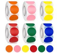 3000 Pezzi Etichette Adesive Rotonde, 25 MM Adesivi Colorati Punti Etichette, Adesivo di Codifica a Colori per Ufficio Scuola Calendario Categorizza (6 Colori)