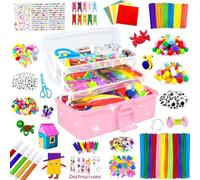 3000 Pezzi Lavoretti Creativi per Bambini DIY Art Craft Set Scovolini Colorati per Lavoretti per Bambini Scatola artigianale 3 strati Materiale scolastico fai da te Regali per Ragazze e Ragazzi, Rosa